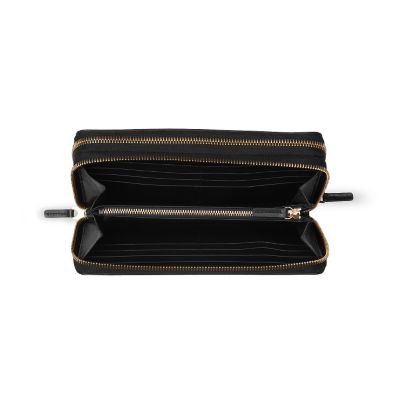 Panama Double Zip Travel Wallet in black calf leather | Smythson