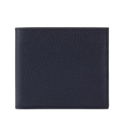 Burlington 6 Card Wallet in navy deerskin Smythson
