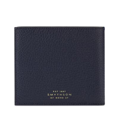 Burlington 6 Card Wallet in navy deerskin Smythson