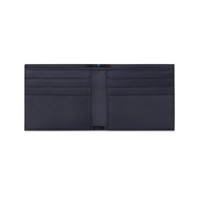Burlington 6 Card Wallet in navy deerskin Smythson