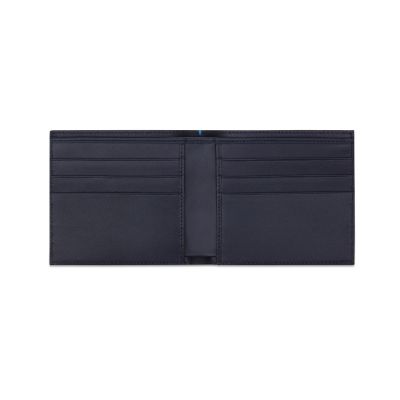 Burlington 6 Card Wallet in navy deerskin | Smythson