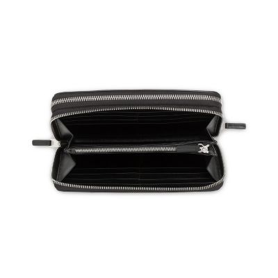 Burlington Double Zip Travel Wallet in black deerskin Smythson