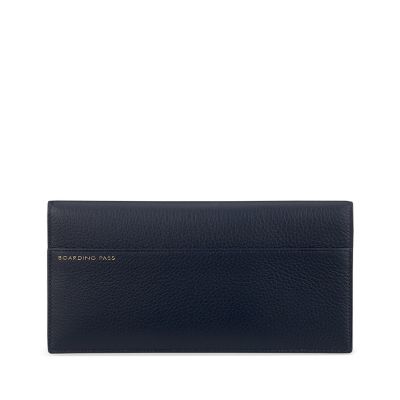 Burlington Slim Travel Wallet in navy deerskin Smythson