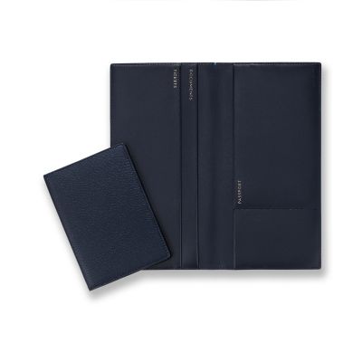 Burlington Slim Travel Wallet in navy deerskin Smythson