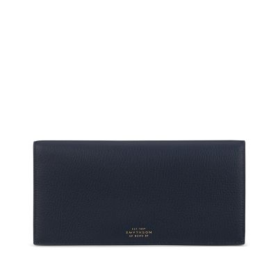 Burlington Slim Travel Wallet in navy deerskin Smythson