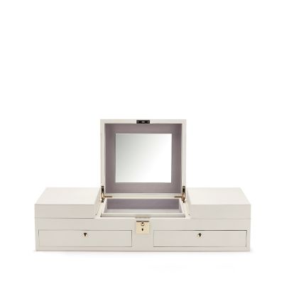 Grosvenor Table Top Jewellery Box in chalk calf leather Smythson