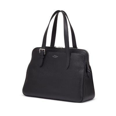 Burlington Business Bag in black deerskin Smythson