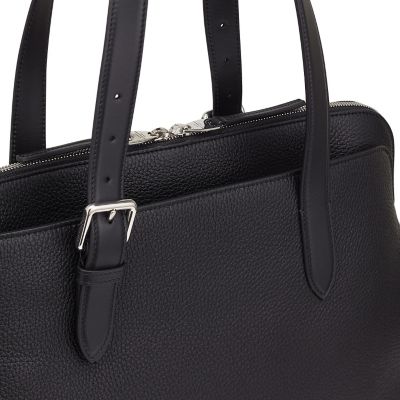 Burlington Business Bag in black deerskin Smythson