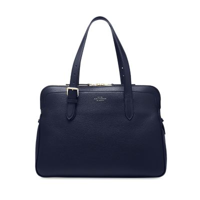 Burlington Business Bag in navy deerskin Smythson