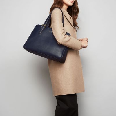 Burlington Business Bag in navy deerskin Smythson
