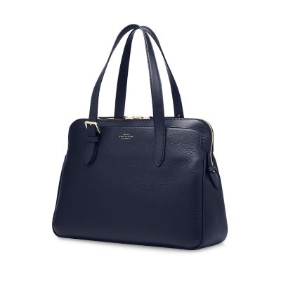 Burlington Business Bag in navy deerskin Smythson