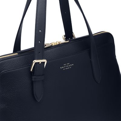 Burlington Business Bag in navy deerskin Smythson