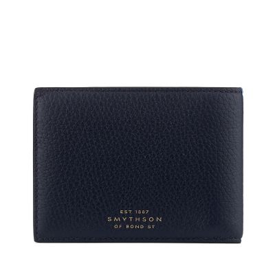 Burlington Slim Currency Wallet in navy deerskin Smythson