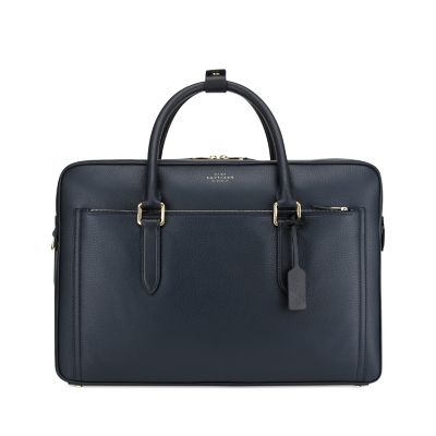 Burlington 24 Hour Travel Bag in navy deerskin Smythson