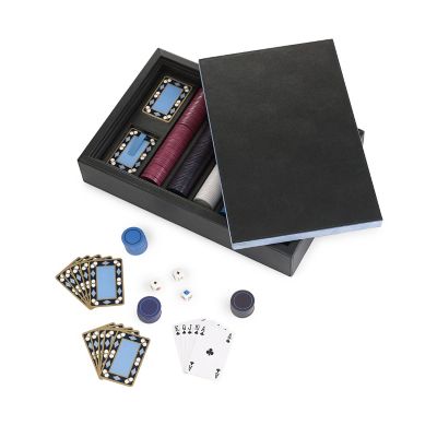 Grosvenor Poker Set in black calf leather | Smythson